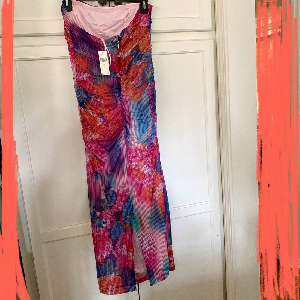 By ANTHROPOLOGIE The Soleil Slim Strapless Ruched Mesh Dress SZ S/Small MSRP$168 - Picture 6 of 8